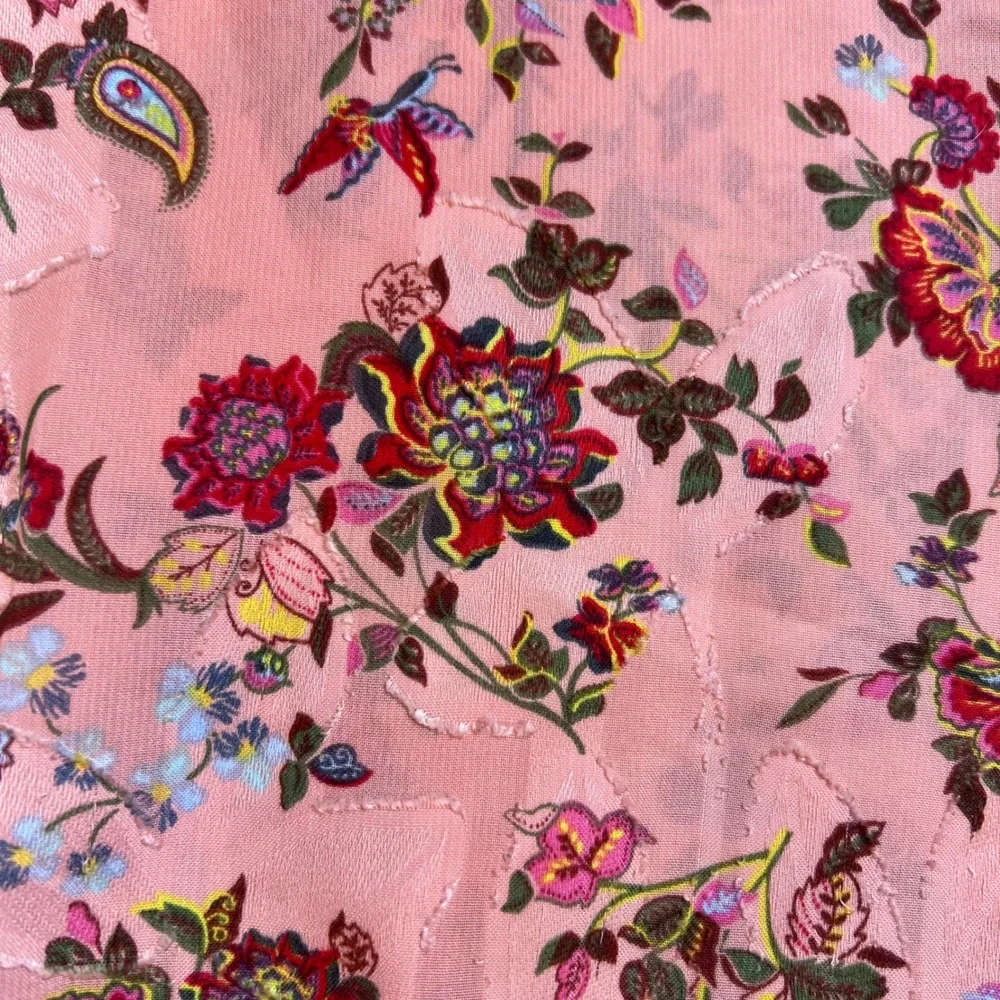 Loft Pink Floral Paisley Jacquard Long Sleeve Blouse Top Size Medium